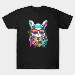 Celebrate Chinese New Year with a Colorful DJ Rabbit Portrait T-Shirt